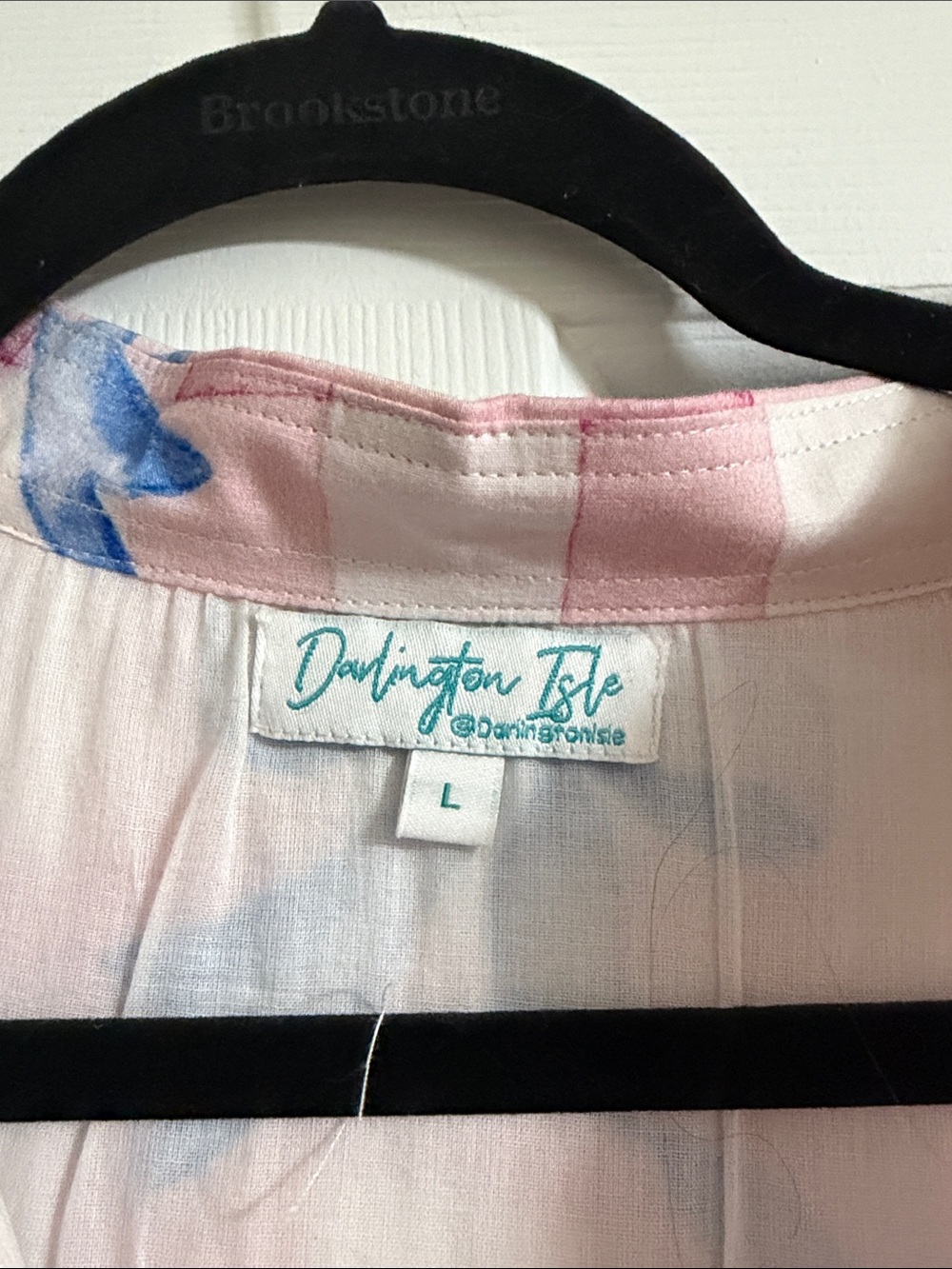 Darlington Isle Pink and Blue Gingham Belted Button Down Maxi Dress with Bows L - Picture 2 of 6